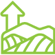 graphic of farm fields with an upward arrow to signify yield growth