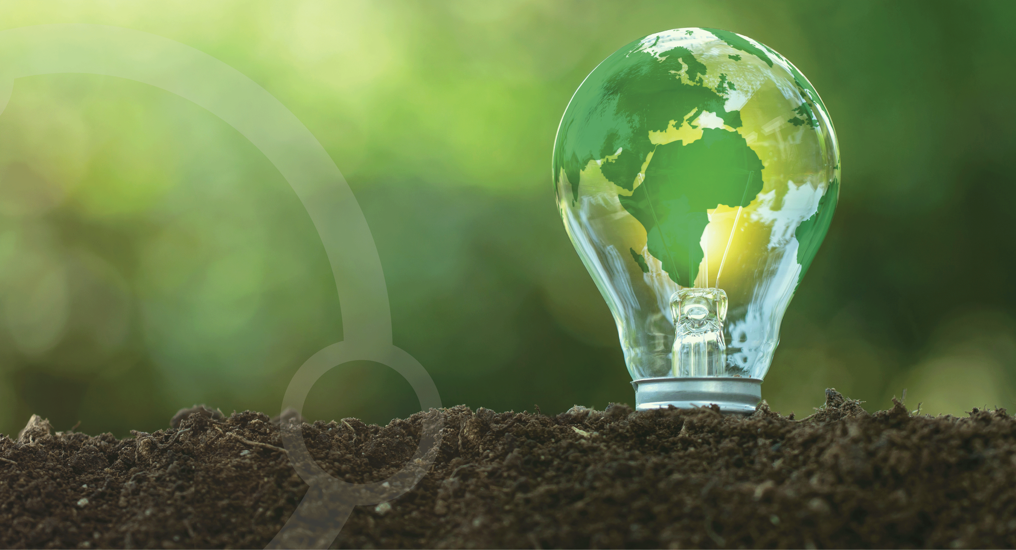 sustainability - world map on light bulb growing in soil